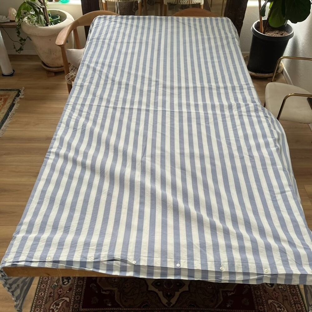Ralph Lauren Blue Classic Stripe Duvet Cover 84" x 62" Made in Portugal